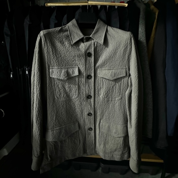 Suit Supply Grey William Shirt Jacket Seer Sucker 38R - Picture 2 of 6